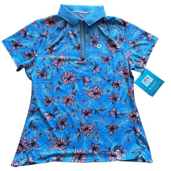 Coolibar UPF 50 Sun Protection Short Sleeve Polo M Golf Tennis Pickleball Hawaii - Picture 1 of 10
